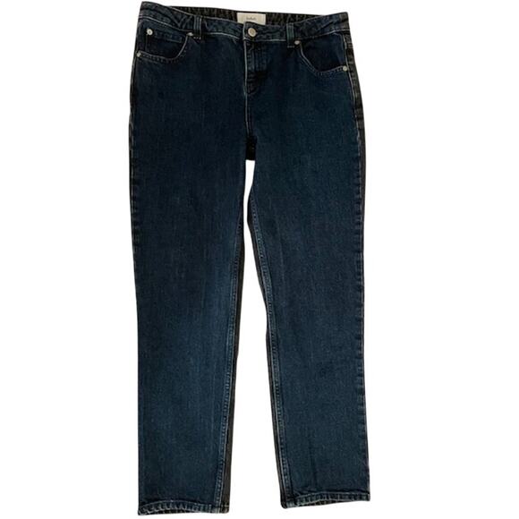 ba&sh Balm Two-tone Cropped Ankle Jeans Slim Straight Dark Blue and Black Large - Picture 7 of 16